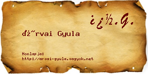Árvai Gyula névjegykártya